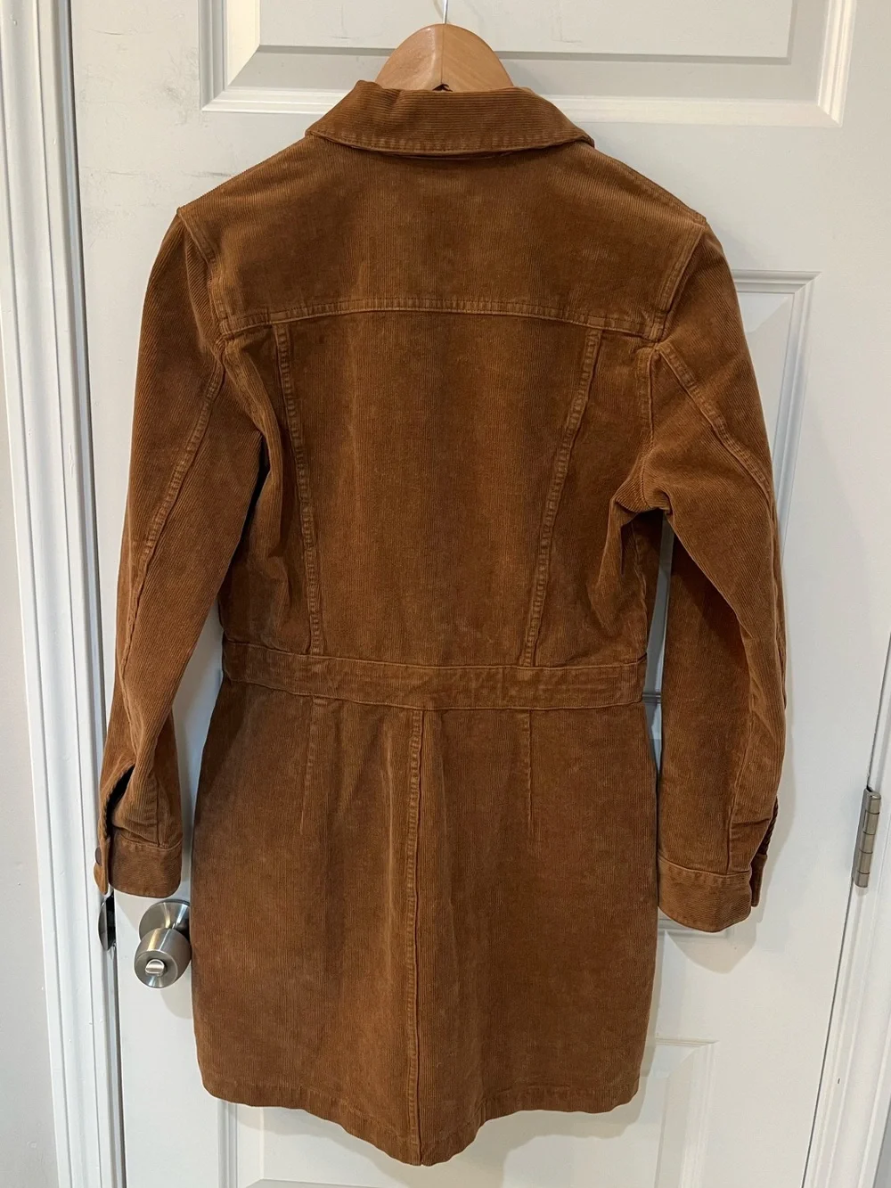 NWT! Faherty Michelle Stretch Brown Corduroy‎ Button Up Shirt Dress Preppy Sz. 8